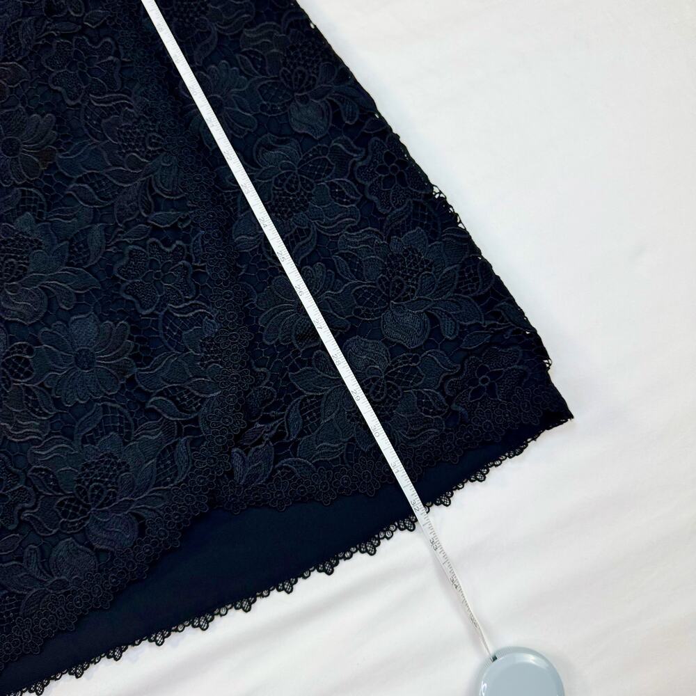 Alice + Olivia Lennon Black Lace Mini Dress Scalloped Cocktail Sz 4 Coquette - Picture 15 of 16